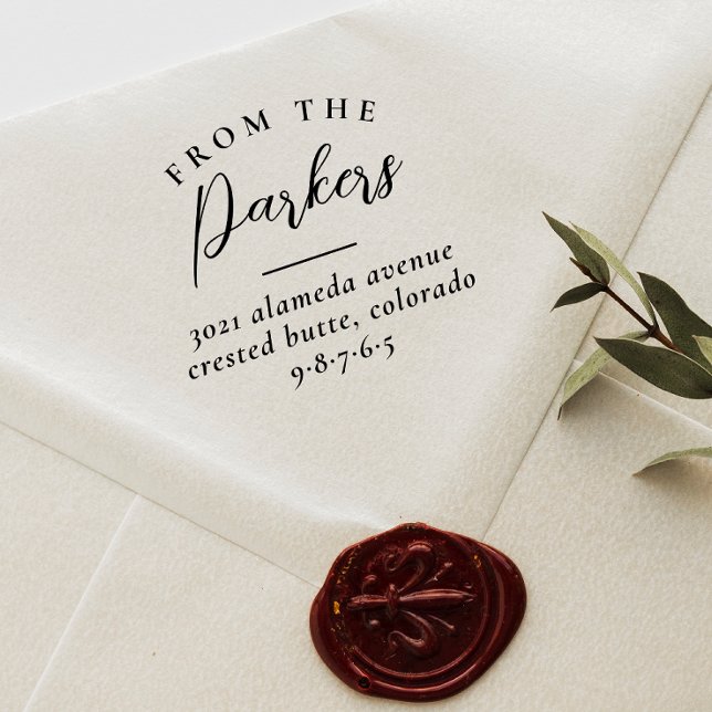 Tampon Auto-encreur De Nom De Famille Typographie Classique Adresse De (Rubber Stamp Mock-up)