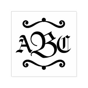 Tampon Auto-encreur Décalque d'initiales de lettre du monogramme 3