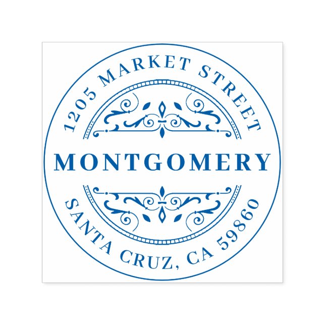 Tampon Auto-encreur Deco Swirl Bold Nom de famille et adresse de retou (Design)