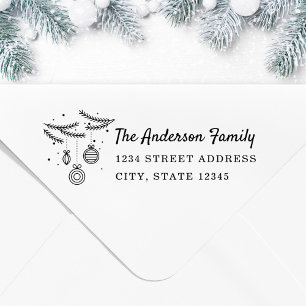Tampon Auto-encreur Décorations de pin de Noël Nom de famille personna