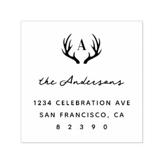 Tampon Auto-encreur Deer Antlers Nom de famille Adresse de retour init