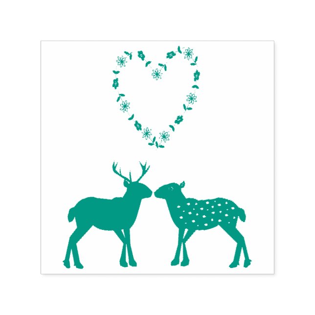 Tampon Auto-encreur Deer Couple et Daisy Heart (Design)