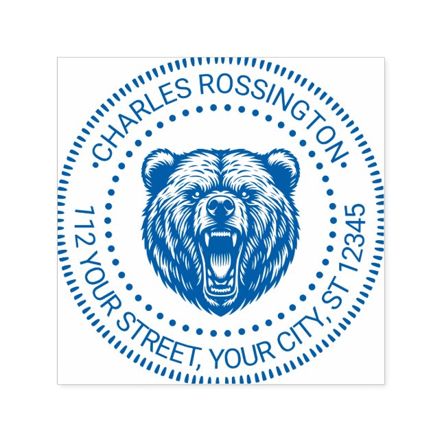Tampon Auto-encreur Dents de tête d'ours #2 Nom Adresse de retour (Design)