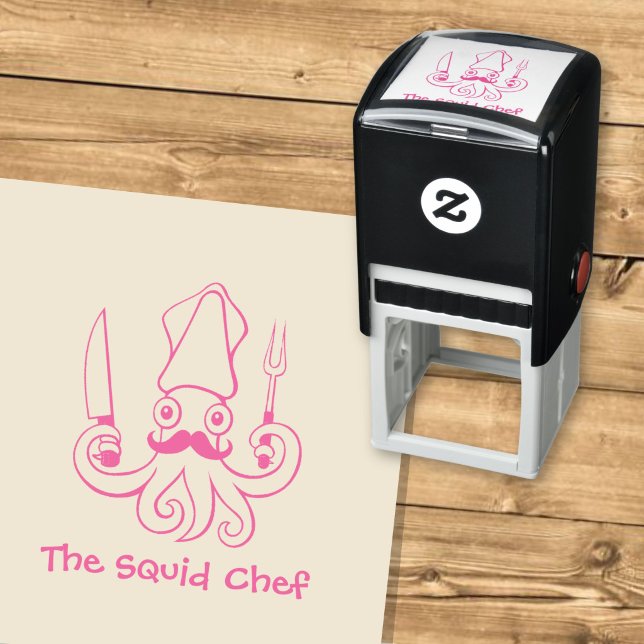 Tampon Auto-encreur Dessin animé de chef calamar (Créateur téléchargé)