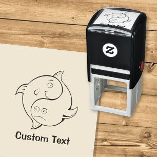 Tampon Auto-encreur Dessin animé de poissons Yin Yang