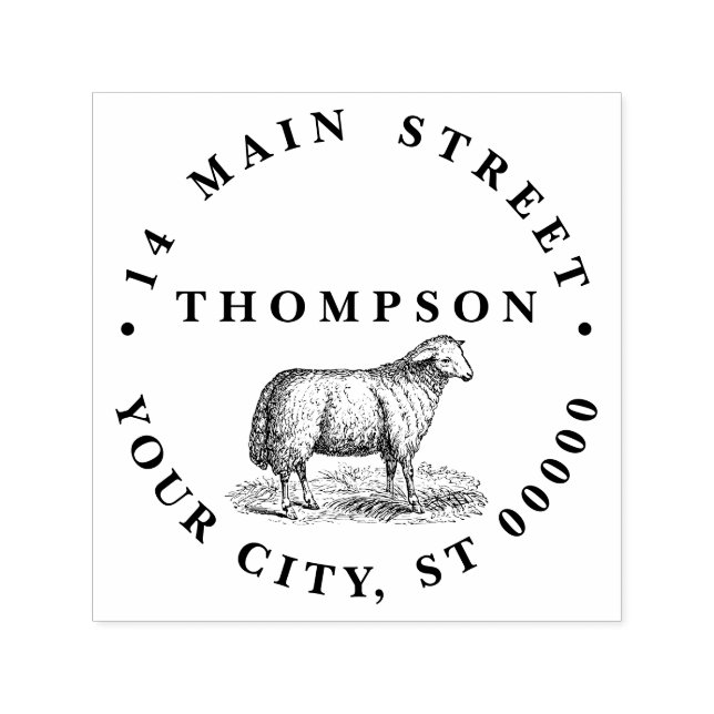 Tampon Auto-encreur Dessin d'animaux de ferme de brebis femelle mouton (Design)