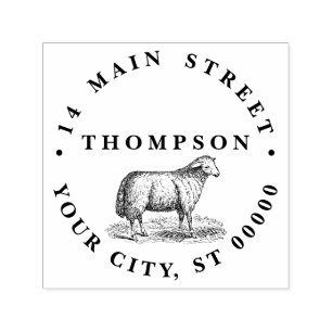 Tampon Auto-encreur Dessin d'animaux de ferme de brebis mouton vintage