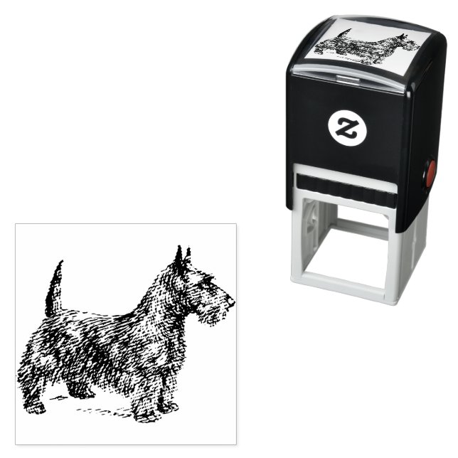 Tampon Auto-encreur Dessin de Fox Terrier (En situation)