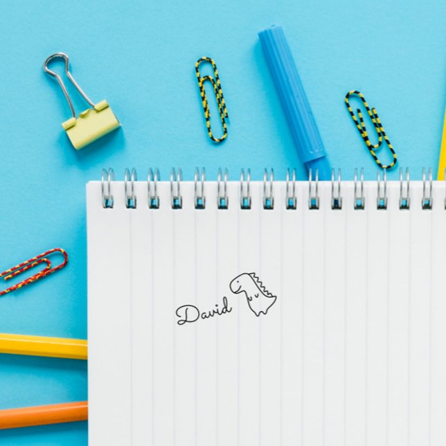 Tampon Auto-encreur Dinosaure Doodle mignon Nom personnalisé (Créateur téléchargé)