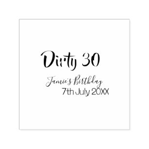 Tampon Auto-encreur Dirty 30 joyeux anniversaire nom date rose gris ca