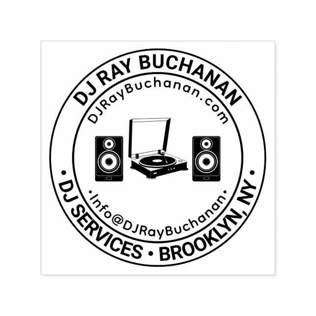 Tampon Auto-encreur DJ Services Musique Nom commercial Adresse URL (Design)