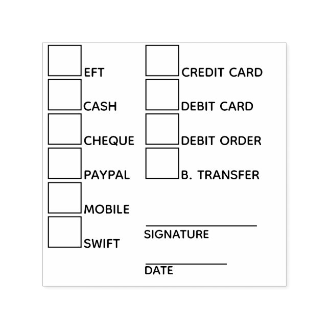 Tampon Auto-encreur do-it-yourself Modes de paiement bancaire administ (Design)