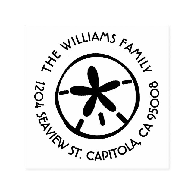 Tampon Auto-encreur Dollar De Sable De Plage Adresse De Retour (Design)