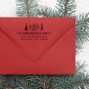 Tampon Auto-encreur Doodle Christmas Trees Custom Return Adresse