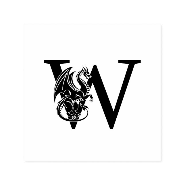 Tampon Auto-encreur Dragon Mythique Sur Monogramme Initial Gras Unique (Design)