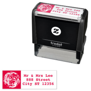 Tampon Auto-encreur Dragon Rouge Phénix Doré Cadeau de Mariage Chinois