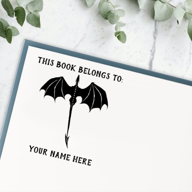 Tampon Auto-encreur Dragon tribal noir de vol fantaisie (Créateur téléchargé)