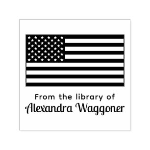 Tampon Auto-encreur Drapeau américain des États-Unis “De la bibliothèq