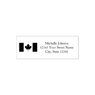 Tampon Auto-encreur Drapeau canadien patriotique adresse de retour per