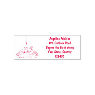 Tampon Auto-encreur Drôle gras affamé poisson vert dessin de pêche