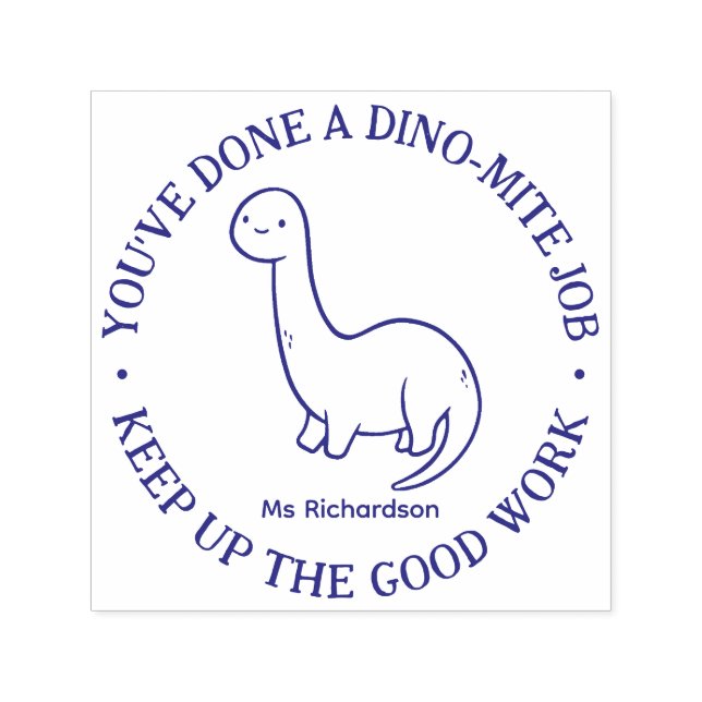 Tampon Auto-encreur Drôle mignon Dinosaur Dynamite Professeur Louer (Design)