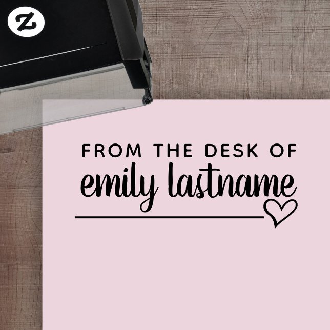 Tampon Auto-encreur Du Bureau de Nom - Script Coeur Whimsical (Créateur téléchargé)
