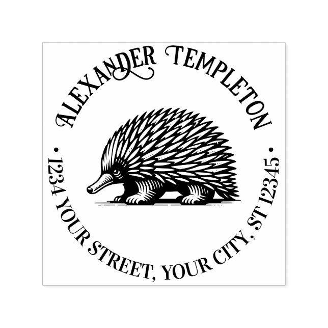 Tampon Auto-encreur Echidné à Quills Mignon Australie Nom Adresse de R (Design)