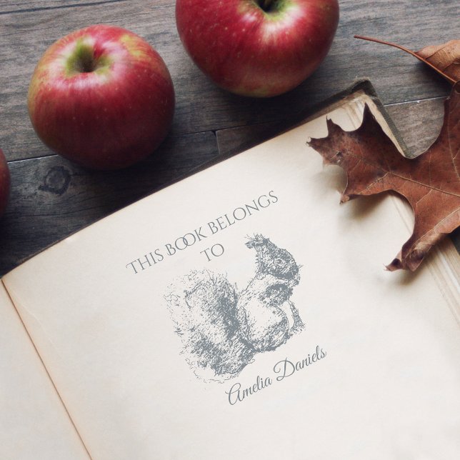 Tampon Auto-encreur Écureuil Personnalisé Ce Livre Appartient À (Créateur téléchargé)