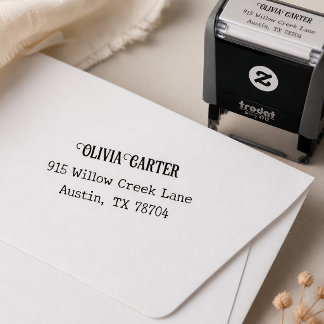 Tampon Auto-encreur Élégant Adresse de Retour de Mariage avec Écritur