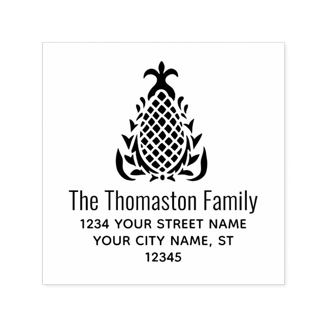 Tampon Auto-encreur Élégant ananas #10B Nom personnalisé Adresse de re (Design)