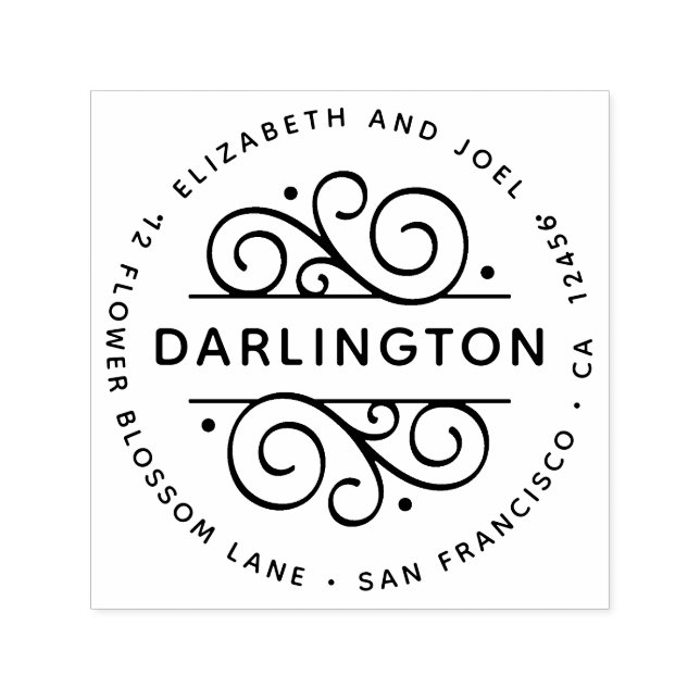 Tampon Auto-encreur Élégant Arrondi Classic Arrondi Adresse de retour (Design)