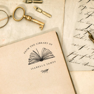 Tampon Auto-encreur Élégant Botanique De La Bibliothèque De Nom Person