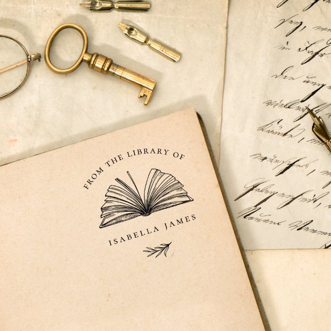 Tampon Auto-encreur Élégant Botanique De La Bibliothèque De Nom Person (Créateur téléchargé)