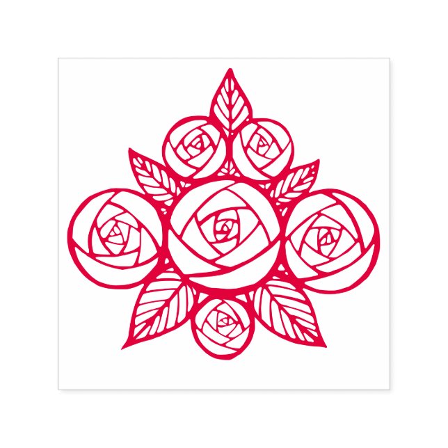 Tampon Auto-encreur Elégant Bouquet Floral Feuille (Design)