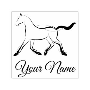 Tampon Auto-encreur Élégant cheval en couleur noire