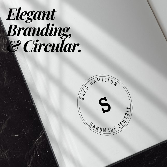 Tampon Auto-encreur Élégant circulaire de branding pour petite entrepr (Elegant Small Business Branding Circular Self-inking Stamp)
