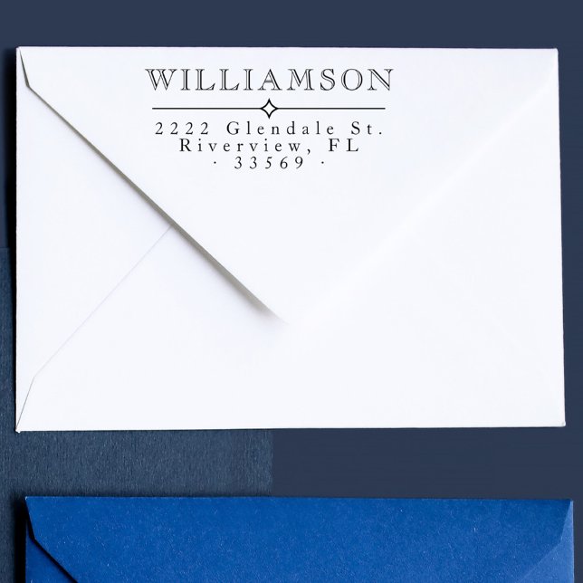 Tampon Auto-encreur Elegant Classic Custom Family Adresse de retour (Créateur téléchargé)