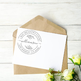 Tampon Auto-encreur Elegant Classic Floral Nom de famille Adresse de r