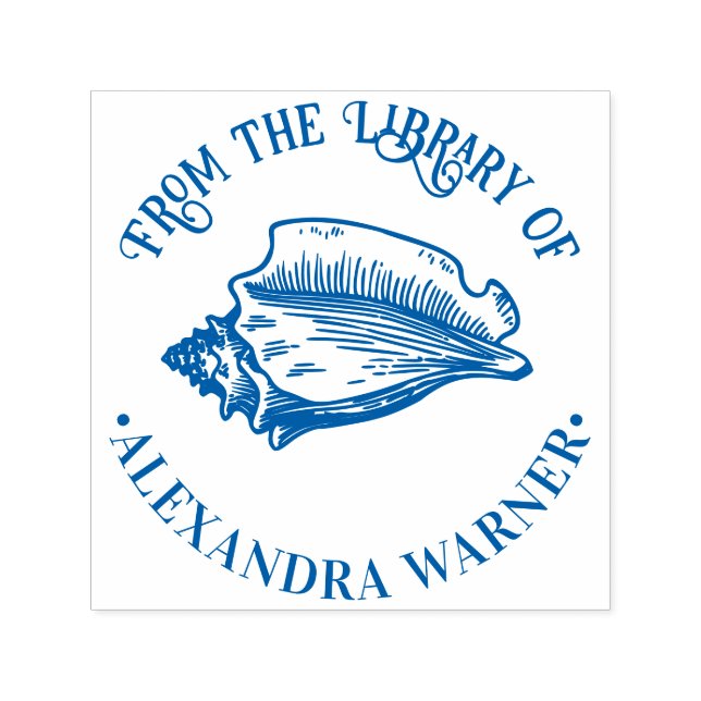 Tampon Auto-encreur Elegant Conch Shell #2 Beachy Round Library Book (Design)