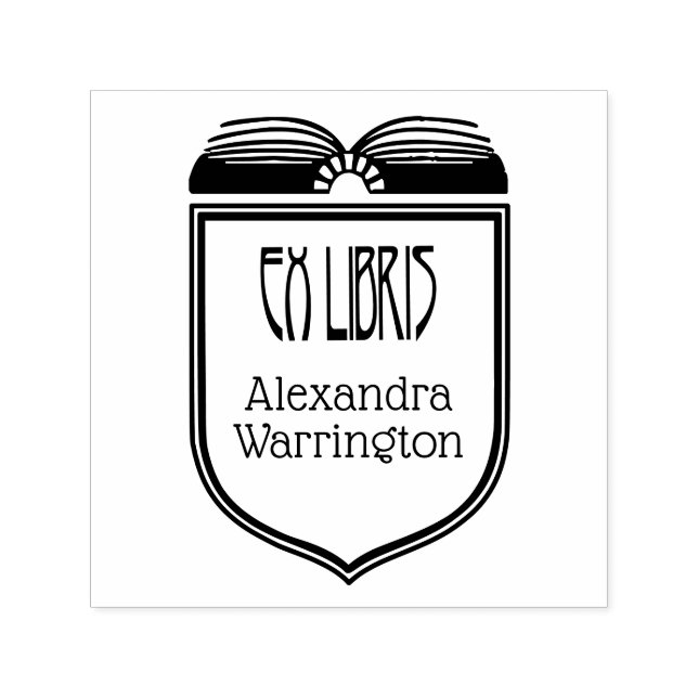 Tampon Auto-encreur Elegant Crest Ex Libris Nom du livre Embosser (Design)