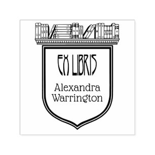 Tampon Auto-encreur Elegant Crest Librairie Ex Libris Nom du livre