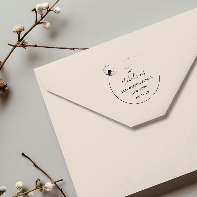 Tampon Auto-encreur Élégant Dandelion Flower Adresse de retour (Créateur téléchargé)