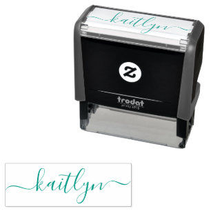 Tampon Auto-encreur Élégant et tendance minimaliste bleu sarcelle girl