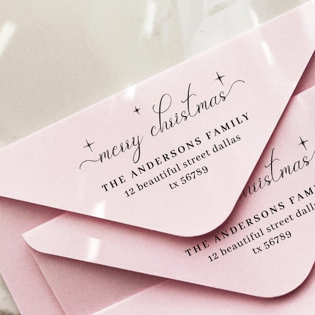 Tampon Auto-encreur Élégant Joyeux Noël Famille Adresse de retour (Créateur téléchargé)