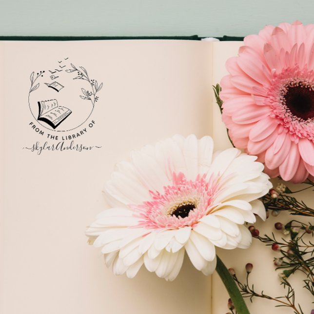 Tampon Auto-encreur Élégant Livre dessiné À La Main Oiseaux De La Bibl (Créateur téléchargé)