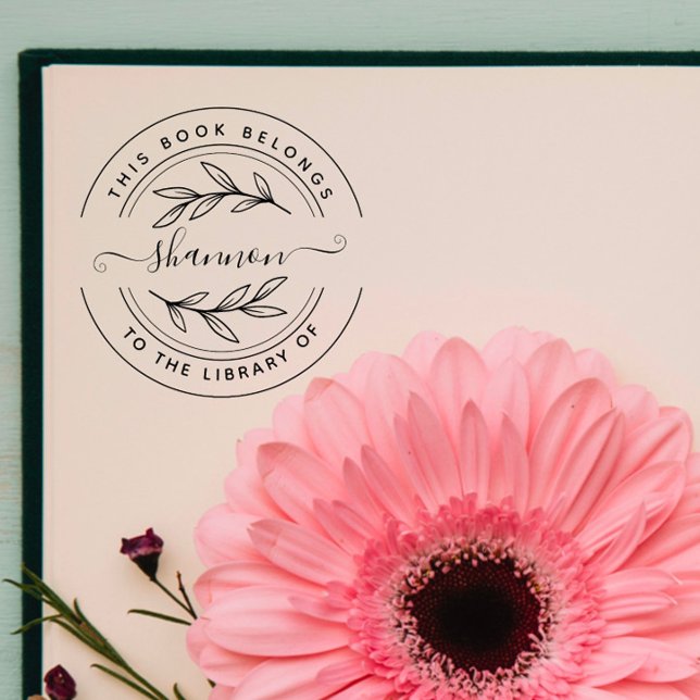 Tampon Auto-encreur Élégant Livre Personnalisé "De La Bibliothèque De" (Créateur téléchargé)