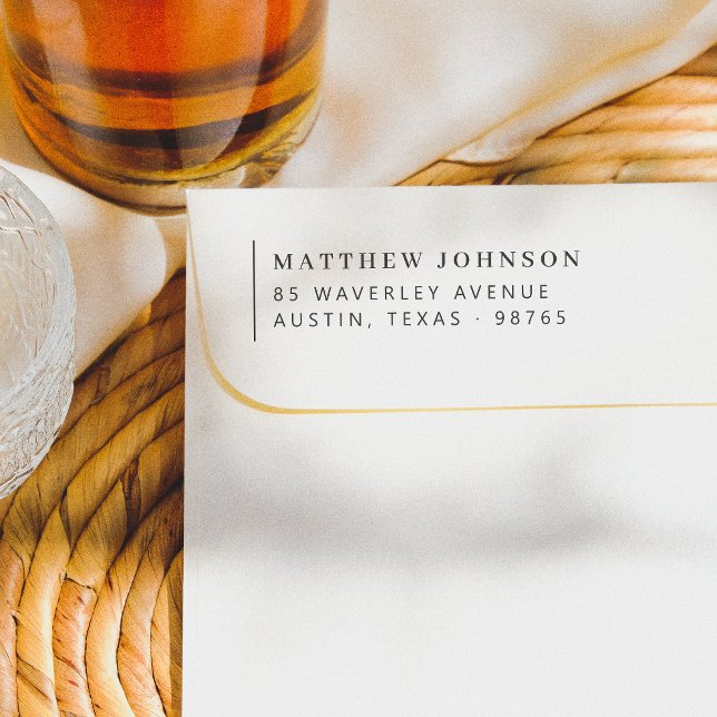 Tampon Auto-encreur Élégant Minimal Gauche alignée Adresse de retour (Rubber Stamp Mock-up)