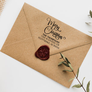 Tampon Auto-encreur Élégant moderne Joyeux Noël personnalisé famille