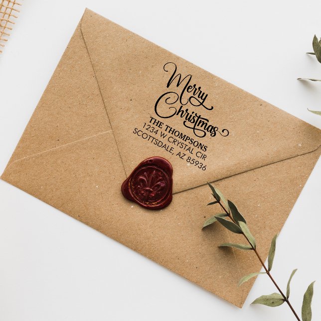 Tampon Auto-encreur Élégant moderne Joyeux Noël personnalisé famille (Créateur téléchargé)