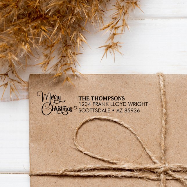 Tampon Auto-encreur Élégant moderne Joyeux Noël personnalisé famille (Créateur téléchargé)